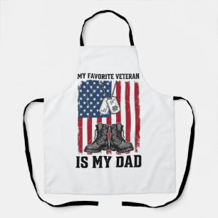 Favourite Veteran Is My Dad Patriotic Shirt Design Apron