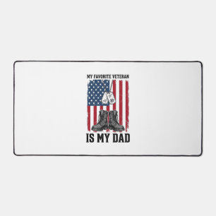 Favourite Veteran Is My Dad Patriotic Shirt Design Desk Mat