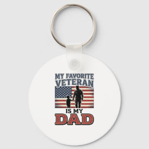 Favourite Veteran Is My Dad Patriotic Shirt Design Key Ring