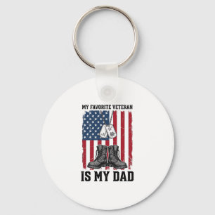 Favourite Veteran Is My Dad Patriotic Shirt Design Key Ring