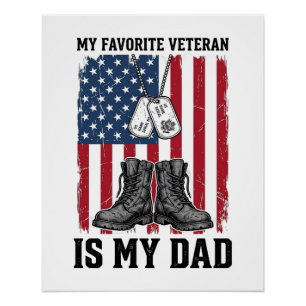 Favourite Veteran Is My Dad Patriotic Shirt Design Poster