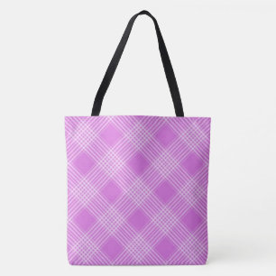 "Favourite Vintage Homespun Lilac Plaid Check" Tote Bag