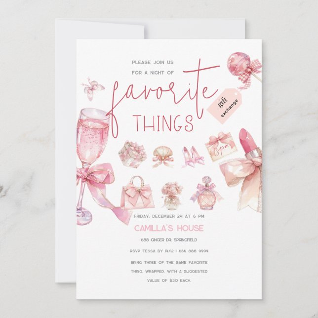  Favourites | Holiday Favourite Things Party  Invitation (Front)