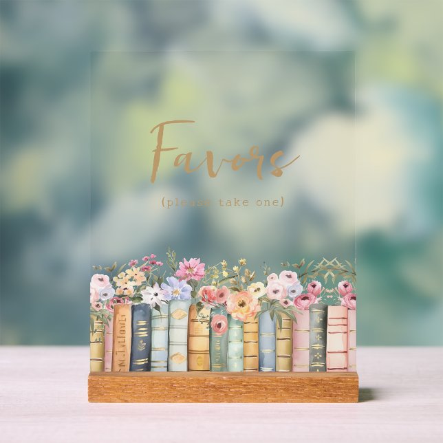 Favours Baby Shower Acrylic Sign (Floral Book Favors Baby Shower Acrylic Sign by Painted Paperie
)