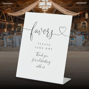 Favours Black And White Heart Script Pedestal Sign