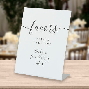 Favours Black And White Modern Script Table Pedestal Sign