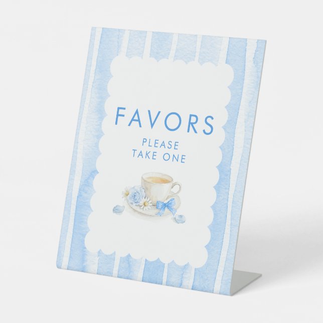 Favours Blue Boy Baby Shower Table Sign (Front)