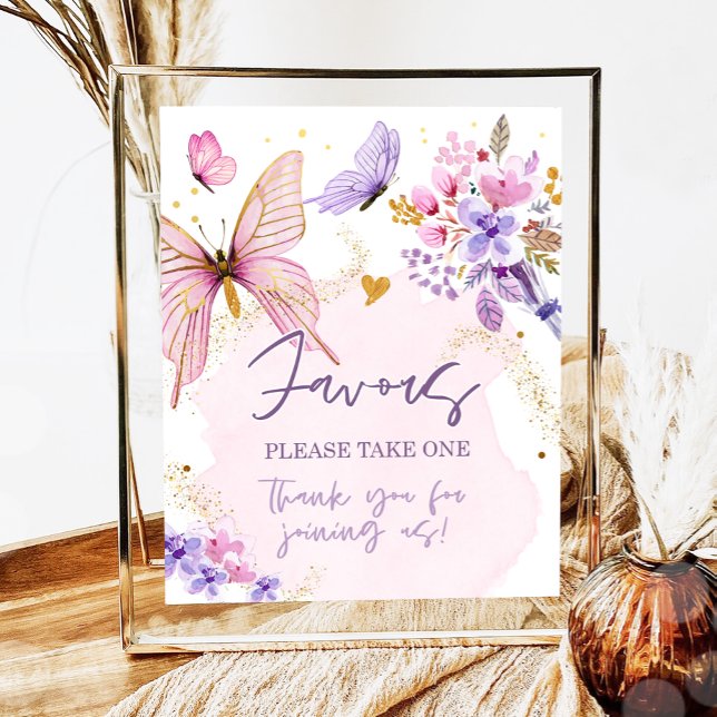 Favours Butterfly Floral Garden Shower Birthday Poster (Creator Uploaded)