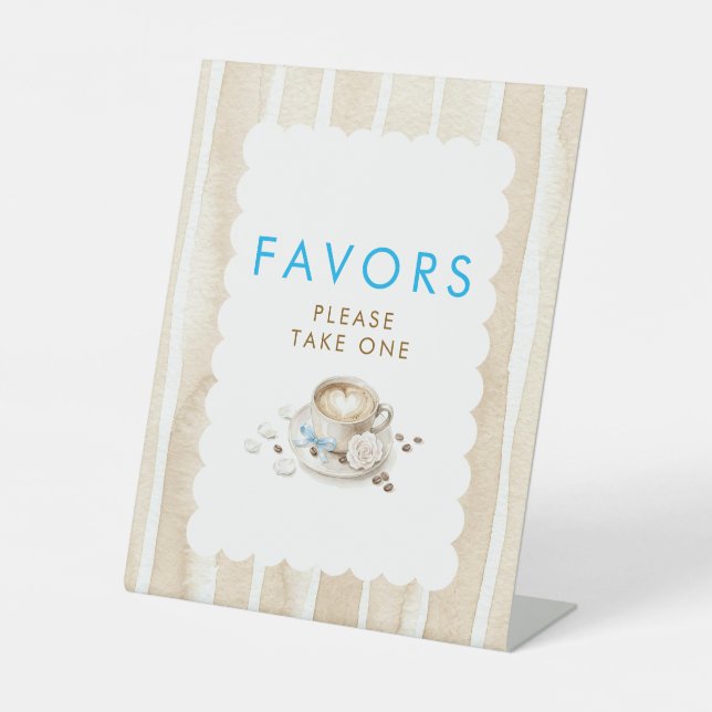 Favours Coffee Boy Baby Shower Table Sign (Front)