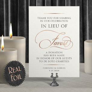 Favours Donation Wedding Table Sign