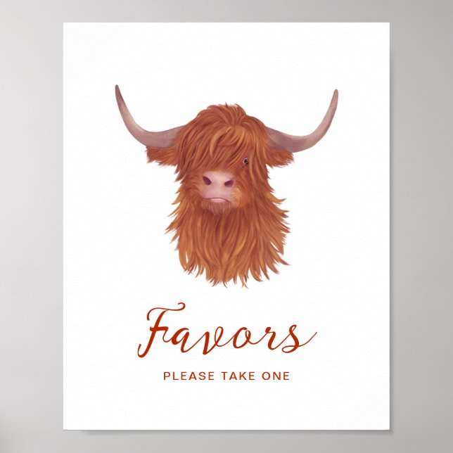Favours Highland Cow Baby Shower   Poster (Front)