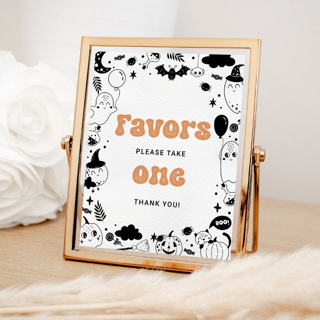 Favours Orange Ghost Halloween Birthday Poster (Creator Uploaded)