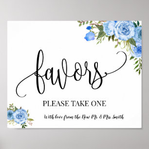 Favours party sign wedding reception boho chic blu