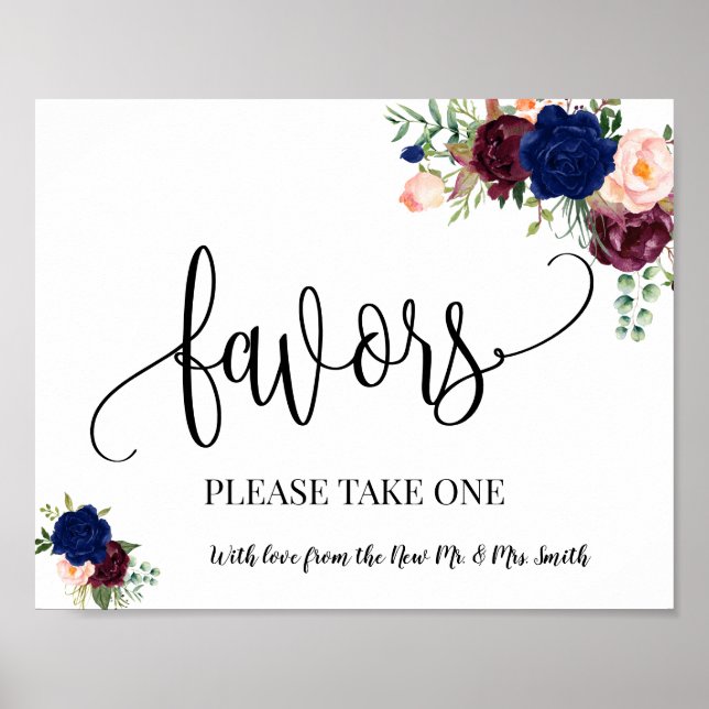Favours party sign wedding reception boho chic nav (Front)