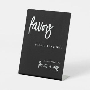 Favours Please Take One Black and White Wedding Pedestal Sign