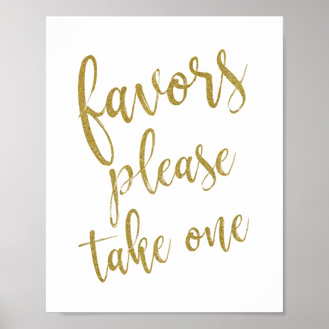 Favours Please Take One Glitter 8x10 Wedding Sign (Front)