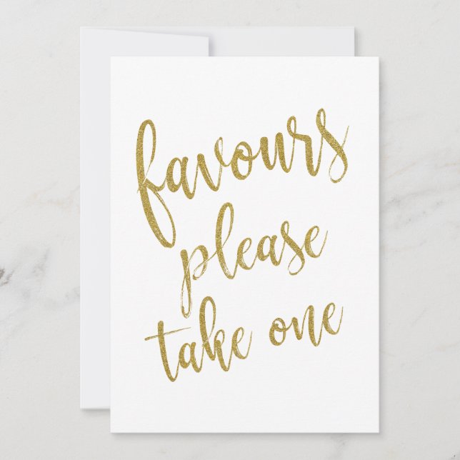 Favours Please Take One Gold Affordable Sign (Front)