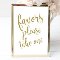 Favours Please Take One Gold Affordable Sign