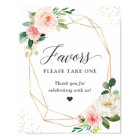 Favours Please Take One Gold Frame Blush Floral