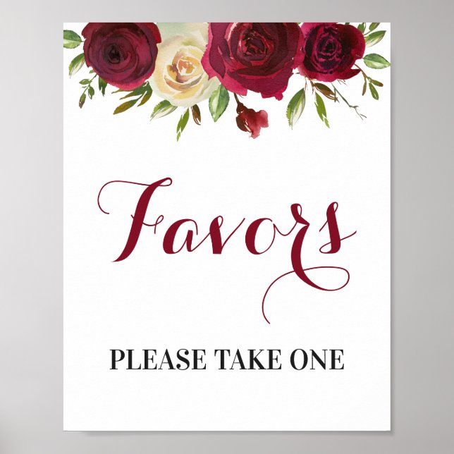 Favours Please Take One Marsala Burgundy Fall Part Poster (Front)