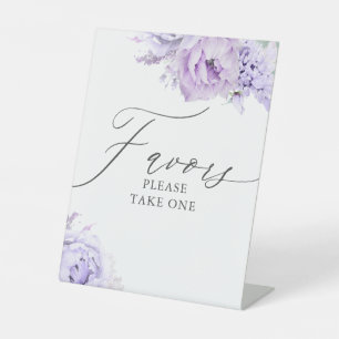 Favours Please Take One - Purple Floral Elegant Pedestal Sign