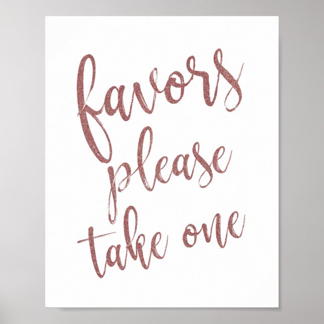 Favours Please Take One Rose Gold Glitter Sign (Front)