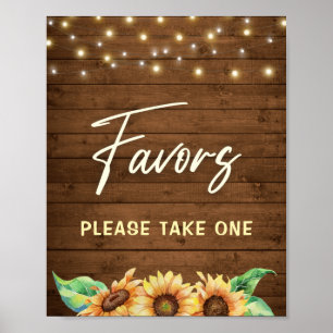 Favours Please Take One Rustic Sunflower Fall Part Poster