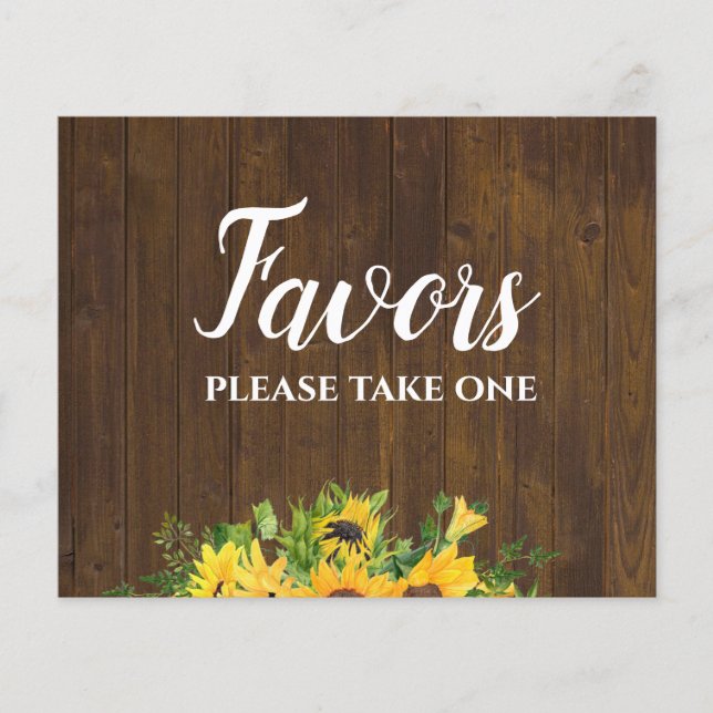 Favours Please Take One Rustic Wedding Sign (Front)