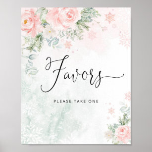 Favours please take one sign. Winter blush favours Poster