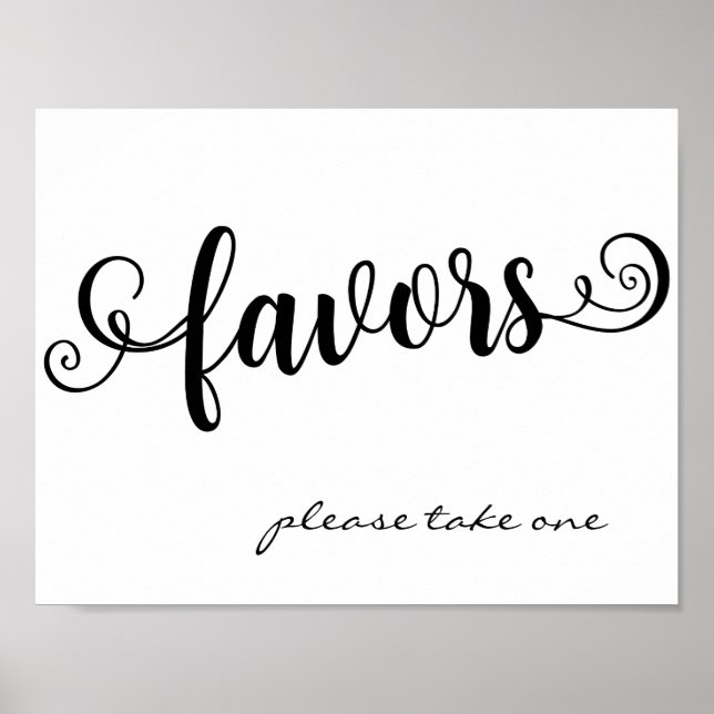 Favours Please Take One Wedding Custom Table Sign (Front)