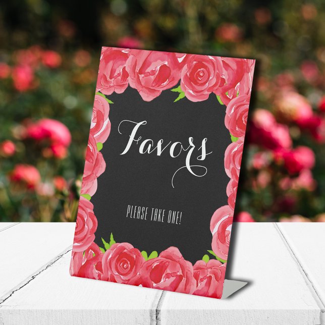 Favours Red Roses Derby Party Pedestal Sign (Favors pedestal sign for your Derby party (more in our collection))