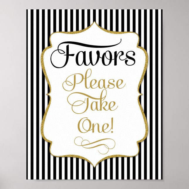Favours Sign Black Gold Stripe (Front)
