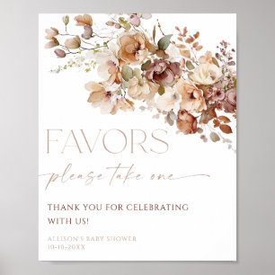 Favours sign boho fall brown rustic floral