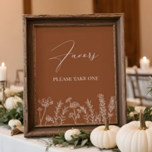 Favours Sign Burnt Orange Wildflower Wedding Poste