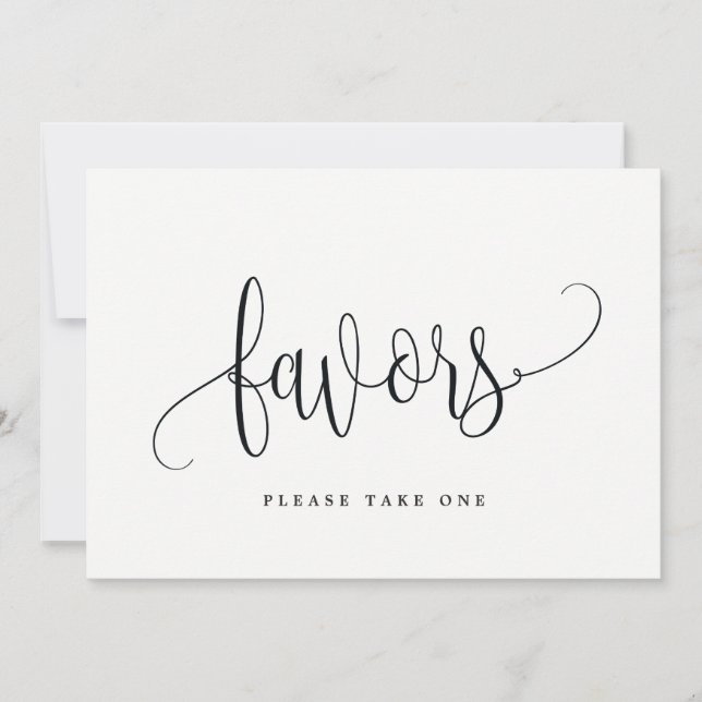 Favours Sign - Lovely Calligraphy Invitation (Front)