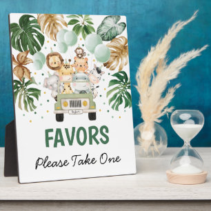 Favours Sign Tropical Safari Animals Wild One Deco Plaque