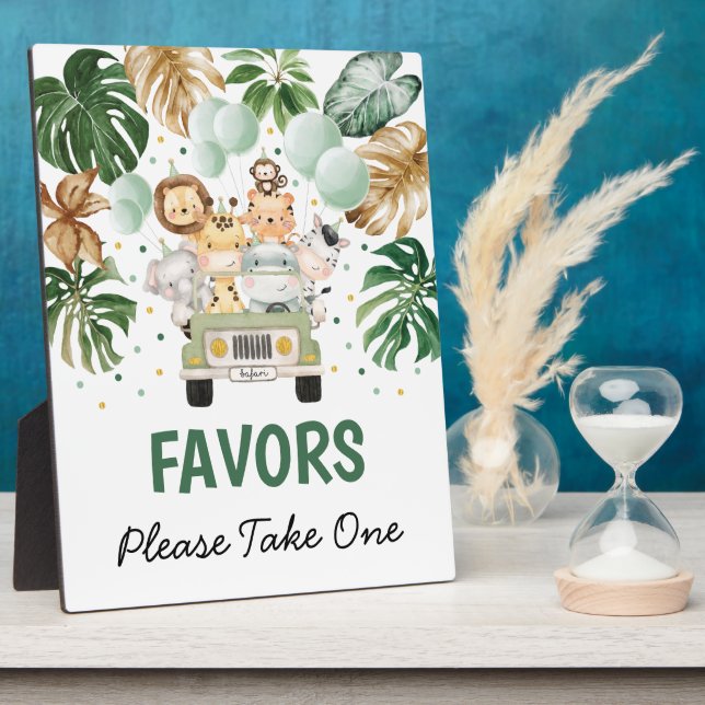 Favours Sign Tropical Safari Animals Wild One Deco Plaque (Side)