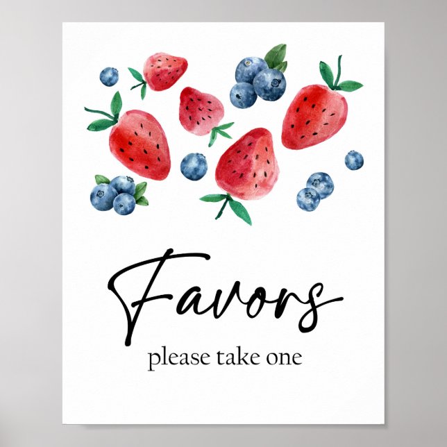 Favours Strawberry Berry First Birthday Girl Sweet Poster (Front)