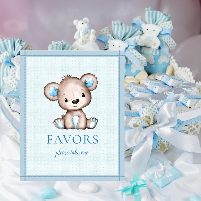 Favours Table Cute Brown Bear Baby Shower Poster (Creator Uploaded)