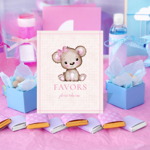 Favours Table Cute Girl Bear Baby Shower Poster