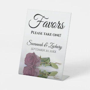 Favours Take One Elegant Dusty Mauve Rose Wedding Pedestal Sign