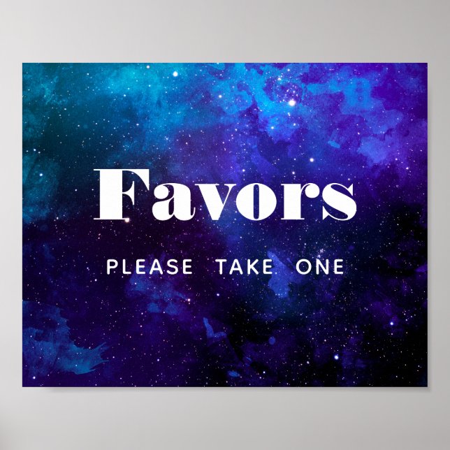 Favours take one. Space wedding sign. Navy night Poster (Front)