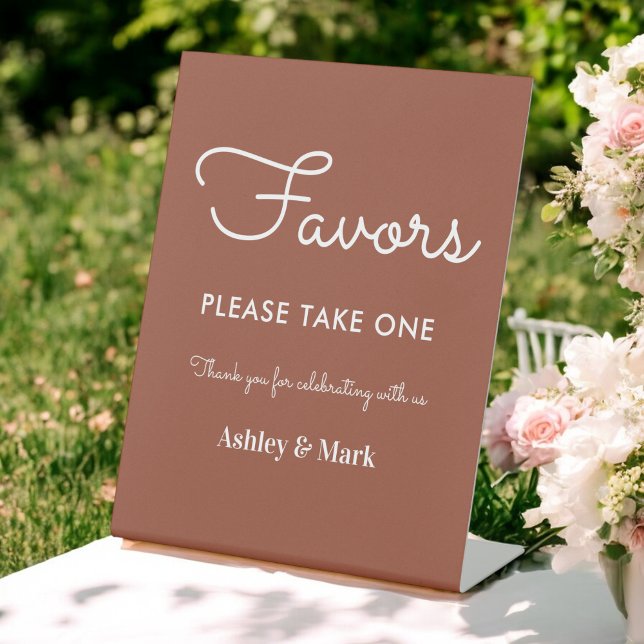 Favours Terracotta Wedding Sign Poster (Creator Uploaded)