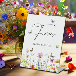 Favours Wildflowers Butterflies Bridal Shower Pedestal Sign