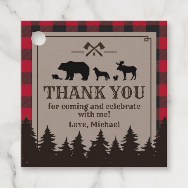 Favtag label Lumberjack forest animals (Front)