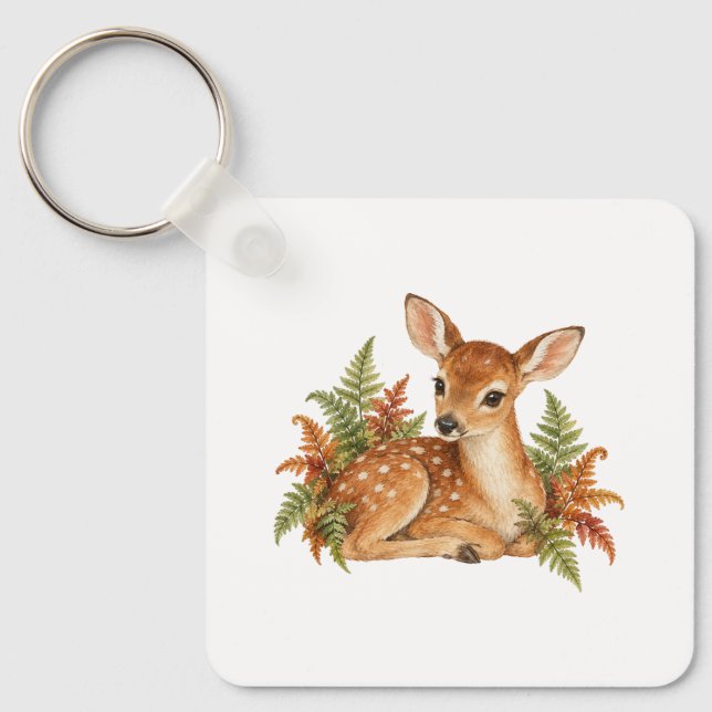 Fawn Among Ferns Key Ring (Front)
