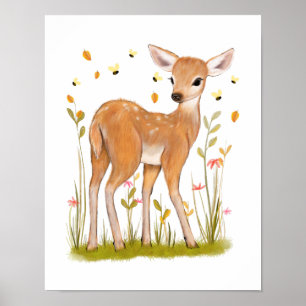 Fawn and Bees Poster Print