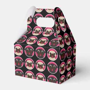 Fawn and Black Pugs in Circles Pattern Party Favour Box