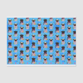 Fawn and Black Pugs In Spring Flowers Tissue Paper