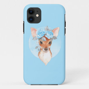 Fawn and blue roses Case-Mate iPhone case